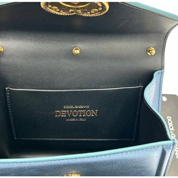 Dolce&Gabbana small devotion, top handle Bag in metallic blue made in Italy - Picture 7 of 12